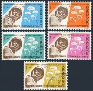 Congo DR 542-546, used. Michel 235-239. Paratroopers and parachutes, 1965.