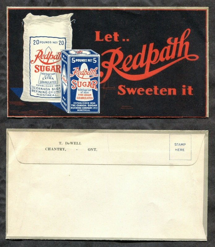 p336 - Canada 1920s REDPATH SUGAR Cover. Chantry Ontario. Color ADVERTISING