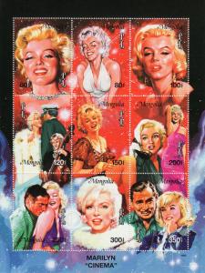 Mongolia 1995 Sc#2222 MARILYN MONROE Sheetlet (9) Perforated MNH