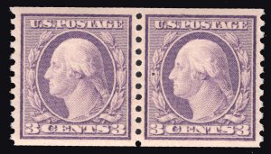 MOMEN: US STAMPS #493 COIL PAIR MINT OG NH VF+ LOT #79774 