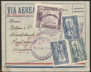 Paraguay 1933 Graf Zeppelin 7.SAF South America Flight Germany Mi341B Err 106934