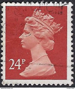 GREAT BRITAIN 1989 QEII 24p India-Red Machin SGX968 FU