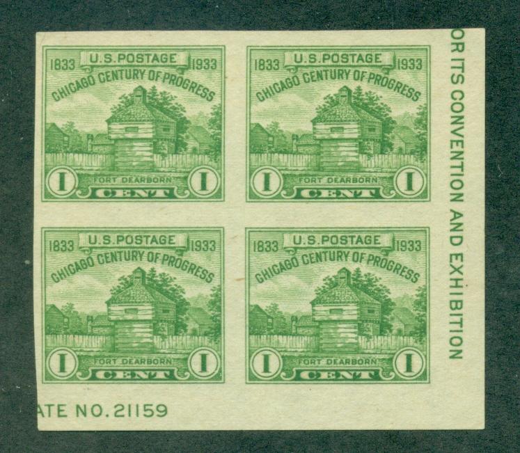 UNITED STATES SC# 730a F-VF MNH 1933 Plate #21159 Block of 4