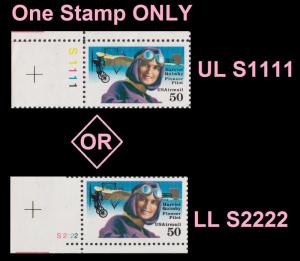 US C128 Airmail Harriet Quimby 50c plate single MNH 1991