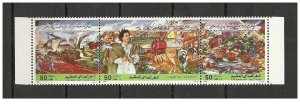 1991- Libya-  The Great Man River Builder–  Gaddafi- Strip of 3 stamps MNH** 