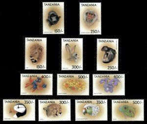 Tanzania 1999 - Animals & Flowers - Set of 12 Stamps - Scott #2000-11 - MNH