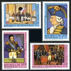 Honduras C699-C702, MNH. Paintings of Bernardo O'Higgins, 1981