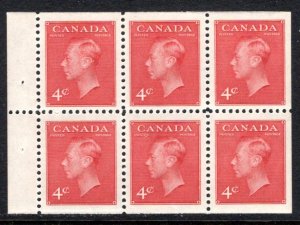 287b, Scott, booklet pane of 6 x 4c (BK41a), MNHOG, VF, KGVI with postes/postag