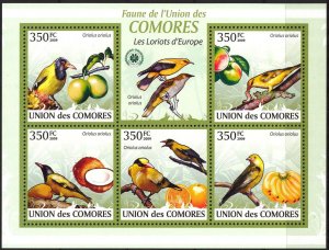 Comoro Islands 2009 Birds (6) Sheet MNH