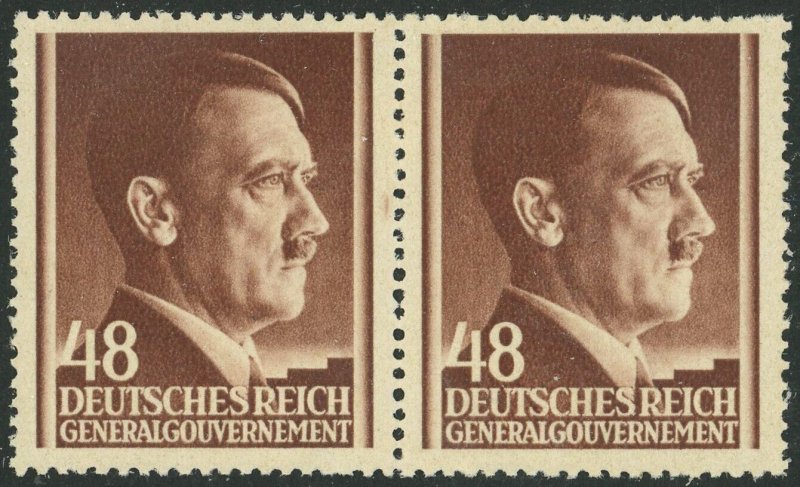 Poland German Occupation Mi #82 Sc #N87 Adolf Hitler 48g Postage Pair 1941 MNH