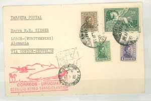 Uruguay C42 Postcard Zeppelin April 1932 to Germany, Montevideo Oval Backstamp