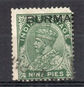 Burma 1937 Early Issue Fine Used 9p. Optd NW-167052