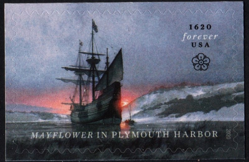 SC#5524 (55¢) Mayflower in Plymouth Harbor Single (2020) SA