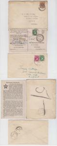 BC NIGERIA 1934-50 TWO COVERS & A CARD WITH 2d, 1/2d & 1 1/2d RATES USA, ENGLAND