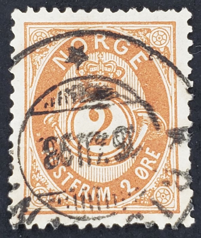 Norway, Scott #37, VF used, short perfs, heavy cxl at center almost punches