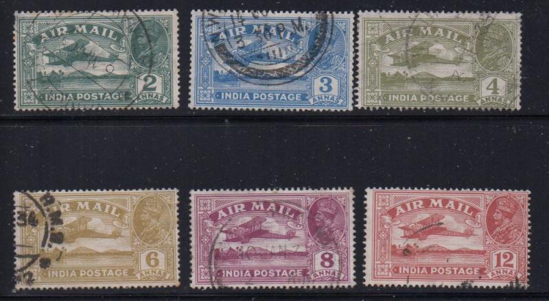 India Sc C1-6 1929-1930  airmail stamp set used