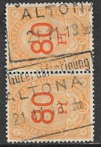 PRUSSIA Germany 1906 80pf WMKD Prussian Hess State Railways Revenue PAIR VFU