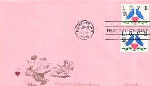 2440 25c LOVE FDC 1990 - Tudor House