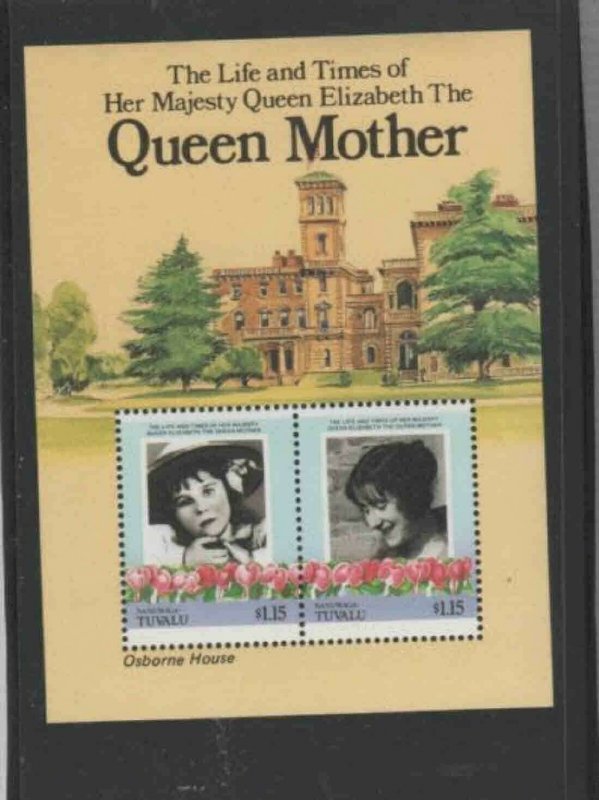 TUVALU-NANUAGA #49 1985 QUEEN MOTHER 85TH BIRTH MINT VF NH O.G S/S aa