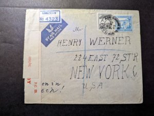 1945 Registered Palestine Cover Ramatayim to New York NY USA