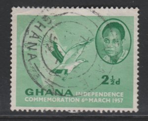 Ghana 2 Kwame Nkrumah, Map and Palm-nut Vulture 1957