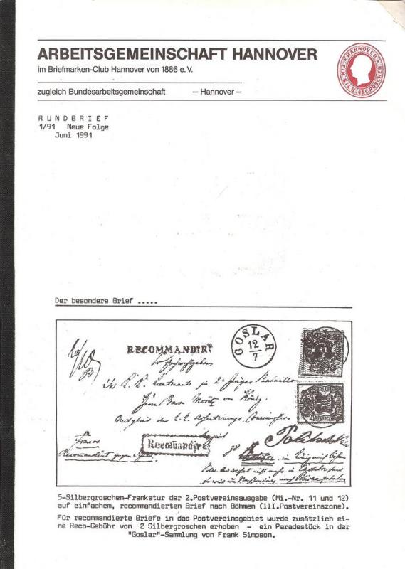 Arbeitsgemeinschaft Hannover im Briefmarken-Club Hannover...