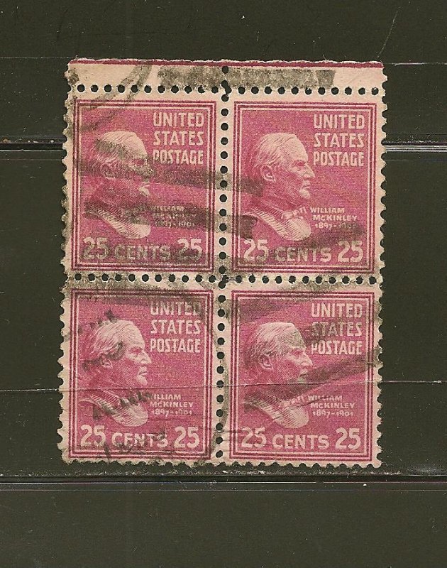 USA 829 McKinley Block of 4 Used