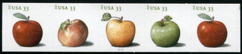 4734a US 2013 New Issue 33c Apples SA coil, MNH PNC5