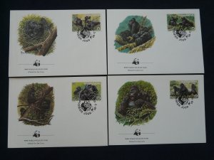 WWF monkey gorilla set of 4 FDC Rwanda 1985 (-50% for 10 sets or more)