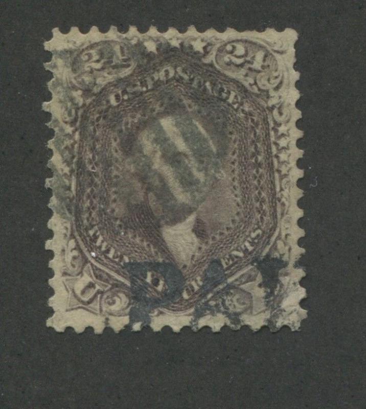 1862 US Stamp #70 24c Used F/VF Faint PAID Postal Cancel