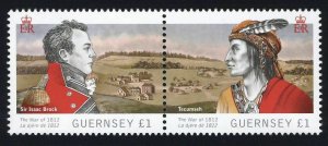 GB = GUERNSEY - 2012 Joint Issue with Canada = WAR of 1812 = Se-tenant pair