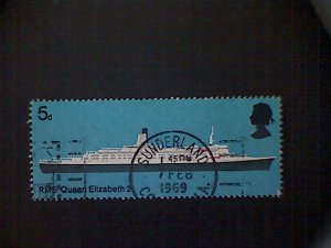 Great Britain, Scott #575, used (o), 1969, RMS Queen Elizabeth II, 5d