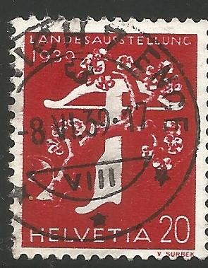 SWITZERLAND 262 USED STAMP, TREE AND CROSSBOW