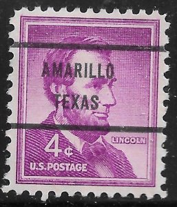 US Bureau Precancels: TX: Amarillo; #1036-71; 4¢ 1954 Liberty; PSS CV $2