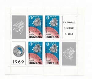 ROMANIA Sc 2137 NH MINISHEET of 1969 - SPACE