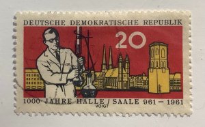 Germany DDR 1961 Scott 559 used - 20pf, Scientists and townscape from Halle