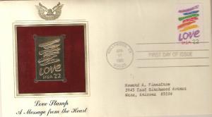 US 2143 FDC Love Stamp with Gold Replica