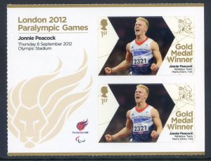 GB London 2012 Paralympics Jonnie Peacock Gold 1st Class MNH SG3402a 