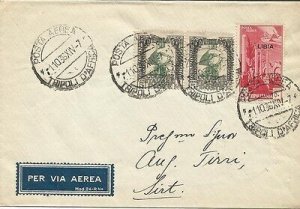 Libya - Air Mail Cent. 50 + complementary on cover by air from Tripoli