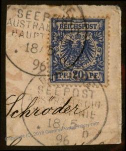 Germany 1896 Australia Deutsche Seepost Australische Hauptlinie b Cancel 77898