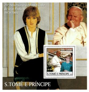 Sao Tome 2003 - Princess Diana, Pope John Paul II - Souvenir Sheet - MNH