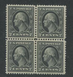 1914 US Stamp #407 7c Mint Hinged Very Fine Original Gum Block of 4 