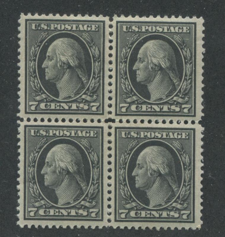 1914 US Stamp #407 7c Mint Hinged Very Fine Original Gum Block of 4