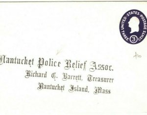 USA Postal Stationery Nantucket POLICE Relief Association {samwells-covers}GJ360