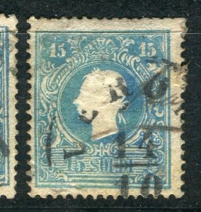 AUSTRIA; 1858 classic F. Joseph issue fine used Shade of 15k. value,