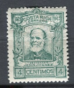 COSTA RICA; 1923 early Jimenez Anniversary issue Mint hinged 4c. value