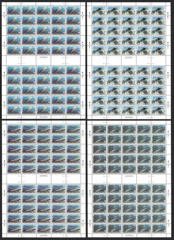 BAT WWF Blue Whale 4v Full Sheets 2003 MNH SC#326-329 SG#361-364 MI#353-356