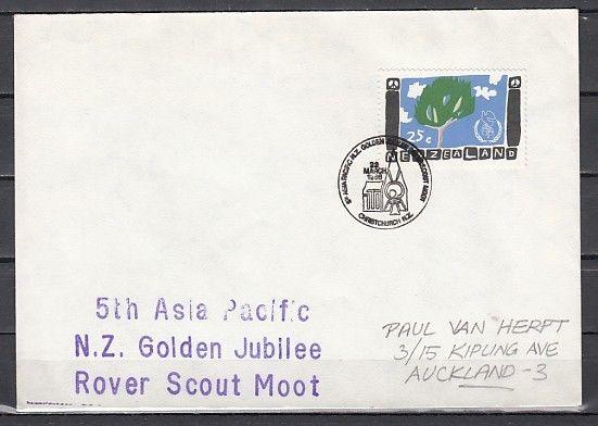 New Zealand, 22/MAR/86. 5th Asia Rover Moot cancel on Envelope