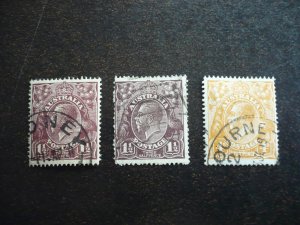 Stamps - Australia - Scott# 24,24a,31 - Used Part Set of 3 Stamps