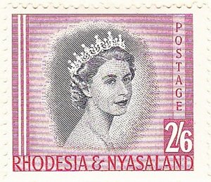 RHODESIA & NYASALAND 1954 EQII 2/6 Black & Rose-Red SG12 MH
